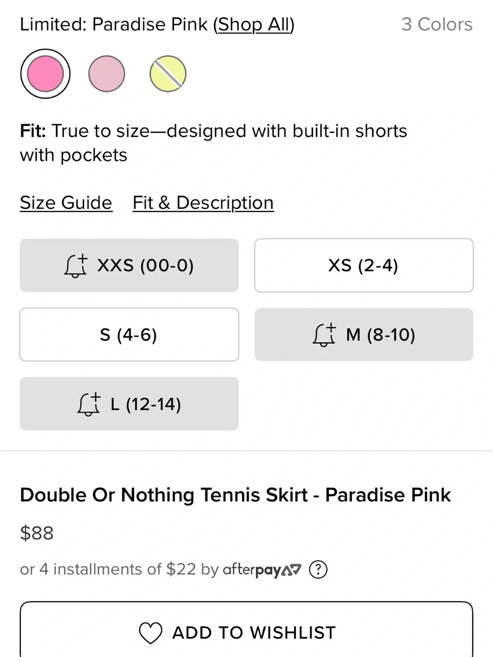 Alo double or nothing tennis skirt.  Never worn.  Xxs   Tags removed